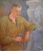 Johannes Martini Der Bildhauer Fritz Behn mit Faustel bei der Arbeit oil painting